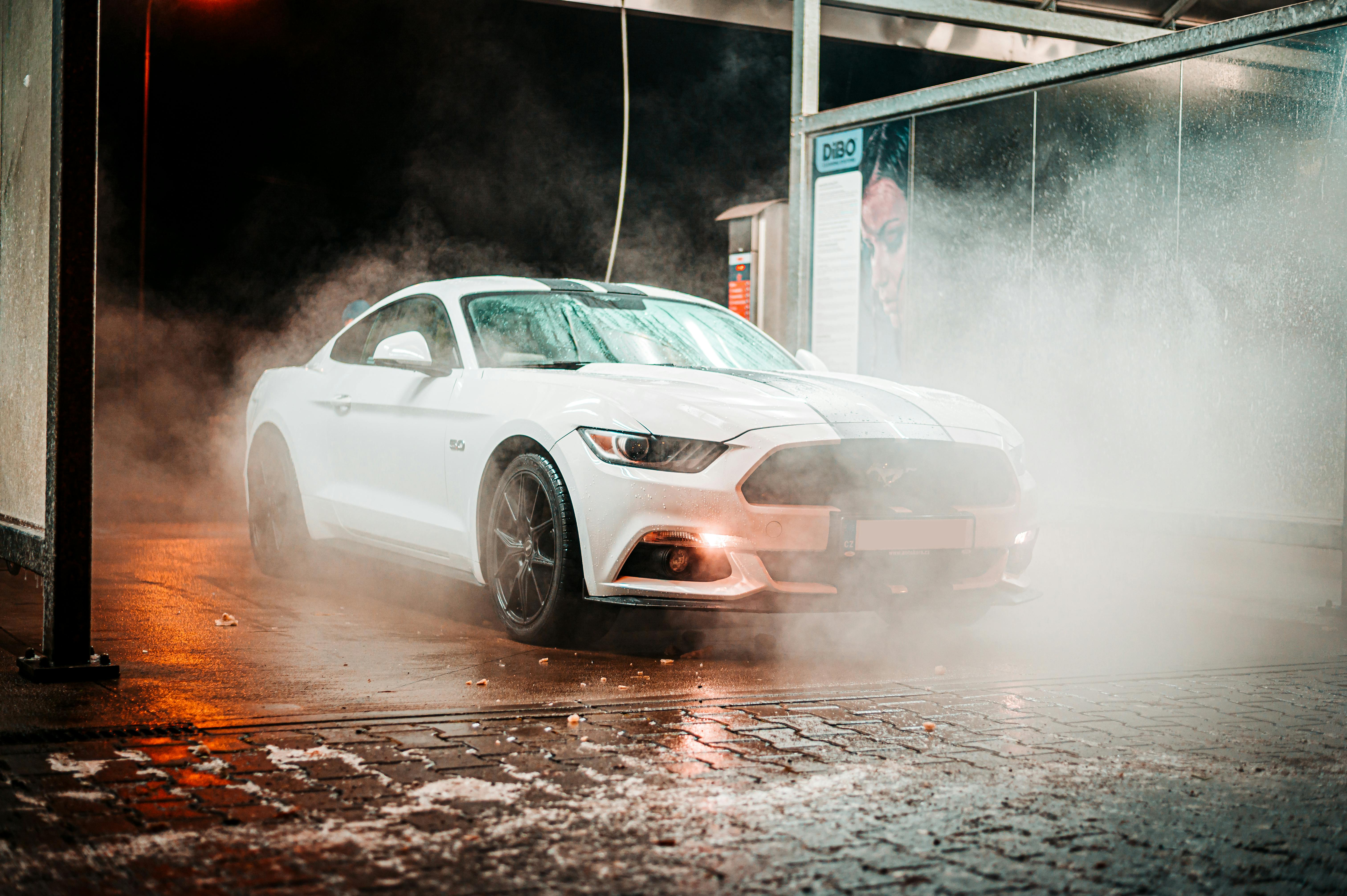 A person washing a car